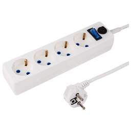 PROCONNECT Сетевой фильтр STANDARD 4 гнезда, 1,5м, 3х0,75мм², с/з + автовыкл., белый