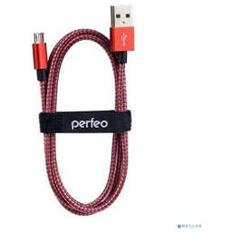 PERFEO (U4804) USB A вилка - Micro USB вилка, красно-белый, 3 м