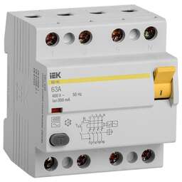 IEK Выключатель дифф. тока (УЗО) ВД1-63 (MDV10-4-063-300) 63A 4П 400В 4 модуля белый (упак.:1шт)