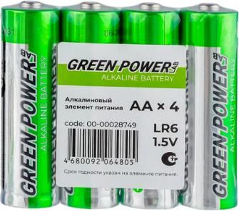 Батарейка GREEN POWERLAB (00-00028749) LR6 AA Shrink 4 Alkaline 1.5V