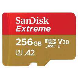 SANDISK Карта памяти microSDXC UHS-I U3 Extreme 256 ГБ, 190 МБ/с, Class 10, SDSQXAV-256G-GN6MN, 1 шт., без адаптера