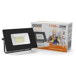 GAUSS Прожектор уличный Elementary 613527120 светодиодный 20Втчерный