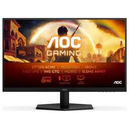 AOC Монитор 27" 27G42E Black (IPS, 1920x1080, 180Hz, 0.5 ms, 178°/178°, 300 cd/m, 80M:1, +2xHDMI 2.0, +DisplayPort 1.4)