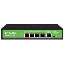 DIGMA Коммутатор DSP204G-1G-T80 (L2) 5x1Гбит/с 4PoE 4PoE+ 1PoE++ 80W неуправляемый