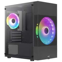 AEROCOOL Корпус mATX Atomic Lite-G-BK-v2, Mini-Tower, без БП, черный [accs-pv33123.11]