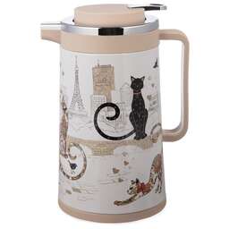 AGNESS ТЕРМОС СО СТЕКЛЯННОЙ КОЛБОЙ, 950 МЛ, КРЫШКА С КЛАПАНОМ, СЕРИЯ "ПАРИЖСКИЕ КОТЫ" 734-207