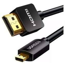 UGREEN Кабель аудио-видео HD127, Micro HDMI (m) - HDMI (m), 3м, GOLD, ф/фильтр, черный [30104]