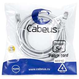 CABEUS Патч-корд PC-FTP-RJ45-CAT.5E-20M-LSZH F/UTP RJ-45 вил.-вилка RJ-45 кат.5E 20м серый LSZH