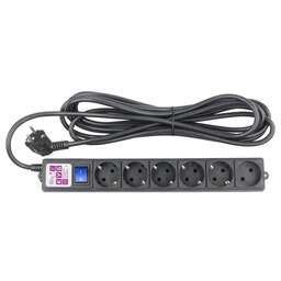 POWERCUBE Фильтр-удлинитель Power Cube SPG6-B2 6 розеток (5 с заземлением + 1 без), черный, 5м, 16 А/3,5 кВт, 3*1.5мм²