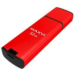 MAXVI MP2 32GB красный, монолит с колпачком, ABS пластик + металл, USB 2.0