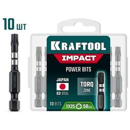 KRAFTOOL Impact TX 25, 50 мм, 10 шт, ударные биты (26195-25-50-S10)