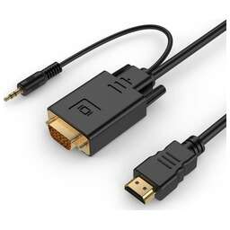 PREMIER Кабель-переходник аудио-видео 5-983AU, HDMI (m) - VGA (m) , 3м, GOLD, черный [5-983au 3.0]