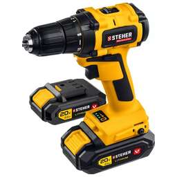 STEHER CDB-200-2 20В бесщёточная дрель-шуруповерт, 2 АКБ (2Ач), в кейсе