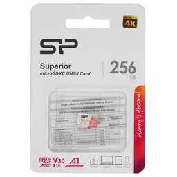 SILICON POWER Карта памяти Superior microSDXC SP256GBSTXDV3V20SP 256GB A1, V30, UHS-I Class 3 (U3)