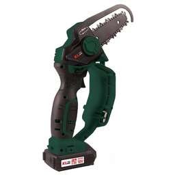 KLPRO Профессиональная аккумуляторная цепная мини-пила KLBZT18-20 (18В, Li-ion-2шт 2,0Ач, ЗУ 2,4А, 3200 об/мин, 110мм)