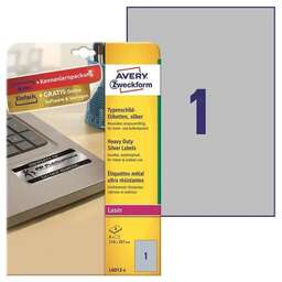 AVERY ZWECKFORM Этикетки L6013-8, A4, для лазерной печати, 50 х 8л, 198г/м2, серебристый, 297мм х 210мм, 1шт