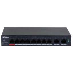 DAHUA DH-CS4010-8GT-110 8-портовый гигабитный PoE коммутатор управляемый 8 RJ45 10/100/1000Мбит/с (PoE/PoE+/Hi-PoE), 2 RJ45 10/100/1000Мбит/с (uplink) до 60Вт