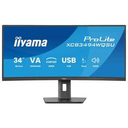 IIYAMA Монитор 34" ProLite XCB3497WQSNPH-B1 черный VA LED 21:9 HDMI M/M Cam матовая HAS Piv 3000:1 350cd 178гр/178гр 3440x1440 120Hz FreeSync Premium DP UW USB 9.7кг