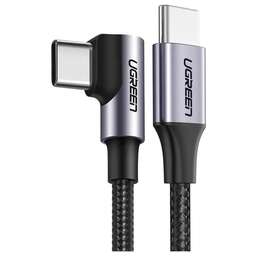 UGREEN Кабель US255, USB Type-C (m) - USB Type-C (m), 2м, в оплетке, 3A, серый / черный [50125]