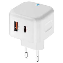 PERO Сетевое зарядное устройство TC10, USB-A, USB-C, 8-pin Lightning, 20Вт, 3.1A, белый [тс10clwh]