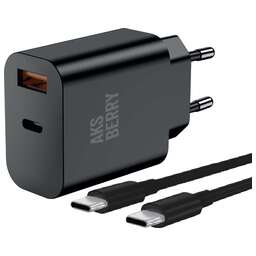 AKSBERRY (6900253230016) T43 20W PD + QC3.0 + кабель Type C , черный