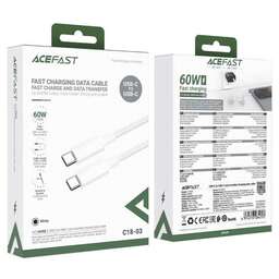 ACEFAST Зарядный дата кабель C18-03 USB-C To USB-C Braid Charging Data Cable. Цвет: белый