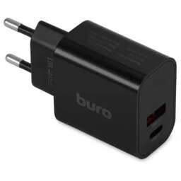 BURO Сетевое зарядное устройство BUWD1, USB-A, USB-C, 20Вт, 3A, черный [buwd18p110bk]