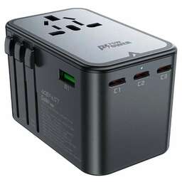 ACEFAST Зарядное устройство Z1 PD75W GaN (3*USB-C+2*USB-A) multifunctional charging adapter. Цвет: черно-серый