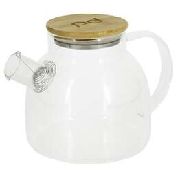 POMIDORO POMI D'ORO P250088 Neri Чайник заварочный стеклянный с фильтром-пружиной и бамбуковой крышкой, 1200мл.