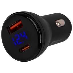 ACV RM37-2023V авто ЗУ с вольтметром для гаджетов/Type-C PD 25Вт/USB QC3 18Wt/черный