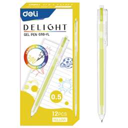 DELI Ручка гелев. ght EG118-YL прозрачный жел. черн. линия 0.5мм