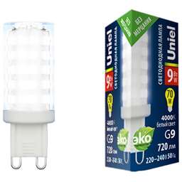 UNIEL (UL-00006489) LED-JCD-9W/4000K/G9/CL GLZ09TR