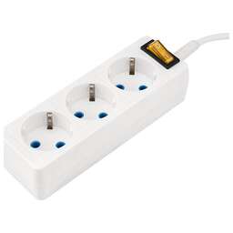 PROCONNECT (11-7207) Удлинитель 3 гнезда, 10 м, 3х0.75 мм2, с/з, с кнопкой, белый