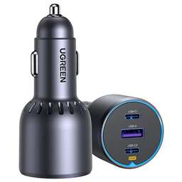 UGREEN Автомобильное зарядное устройство EC703 (35024) 75W 2*USB-C PD 3.0&USB-A w/o Cable Fast Car Charger. Цвет: серый