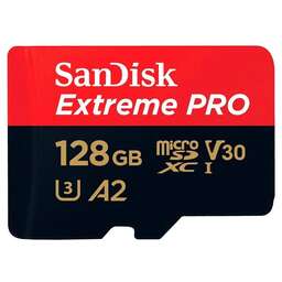 SANDISK Карта памяти micro SDXC 128Gb Extreme Pro UHS-I U3 V30 A2 + ADP (200/90 MB/s). Цвет: черный