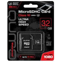 QUMO MicroSDHC 32GB Class10 UHS-I + адаптер