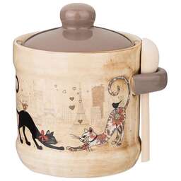AGNESS САХАРНИЦА С ЛОЖКОЙ "ПАРИЖСКИЕ КОТЫ" 10*9,5 СМ 300 МЛ (КОР=36ШТ.) 358-1732