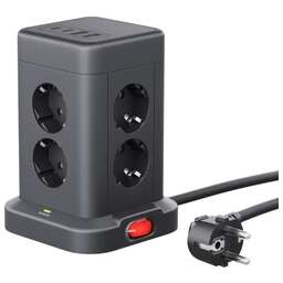 DEFENDER Сетевой фильтр 2м 3*1.5кв.мм 8розеток 16A 230В 2xUSB-A 2xUSB-C черный ILS 451 99630