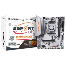MAXSUN Материнская плата MS-eSport B850M WIFI ICE B850, AM5, 2*DDR5, 1*PCIEx16, 1*PCIEx1, 2*M.2, 6*USB3.2Gen1, 4*USB2.0, 2*SATA3.0, 1G, DP, HDMI, M-ATX, RTL