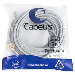 CABEUS Патч-корд PC-UTP-RJ45-CAT.5E-20M U/UTP RJ-45 вил.-вилка RJ-45 кат.5E 20м серый ПВХ