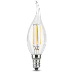 GAUSS Лампа филам. Filament 5Вт цок.:E14 свеча 220B 2700K св.свеч.бел.теп. (упак.:10шт) (104801105)