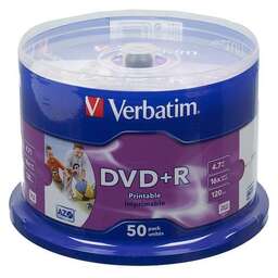 VERBATIM Оптический диск DVD+R 4.7ГБ 16x, 50шт., cake box, printable [43512]