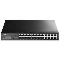 CUDY Коммутатор 24-Port 10/100 Mbps Metal Switch 24-Port 10/100 Mbps Switch, 24 10/100 Mbps RJ45 Ports, Switch/VLAN/Extend working mode DIP switch, Rack-mountable Steel Case, Power Saving, Plug & Play, Rack-Mount kits included