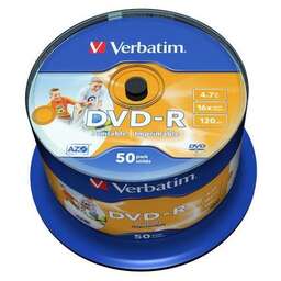 VERBATIM Оптический диск DVD-R 4.7ГБ 16x, 50шт., cake box, printable [43533]