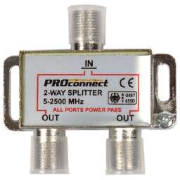 PROCONNECT (05-6201-4) ДЕЛИТЕЛЬ ТВ Х 2 ПОД F РАЗЪЁМ 5-2500 МГЦ "СПУТНИК"