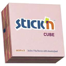 STICK`N Блок самоклеящийся бумажный 21341 76x76мм 400лист. 70г/м2 неон+пастель розовый 3цв.в упак