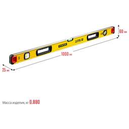 STAYER Уровень пузырьковый 3480-100 100см, магнитный, глазков: 3шт