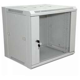 REXANT Шкаф коммутационный Pro (04-2202) настенный 12U 600x450мм пер.дв.стекл без задн.дв. 90кг серый 24кг 220град. 635мм IP20 сталь