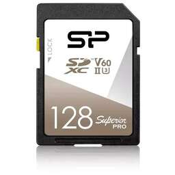 SILICON POWER Карта памяти SDXC UHS-II U3 Superior Pro 128 ГБ, 280 МБ/с, Class 10, SP128GBSDXJV6V10, 1 шт., без адаптера