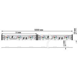 LAMPER (141-389) LED лента 5м открытая, 10 мм, IP23, SMD 5050, 60 LED/m, 12 V, цвет свечения RGB LAMPER